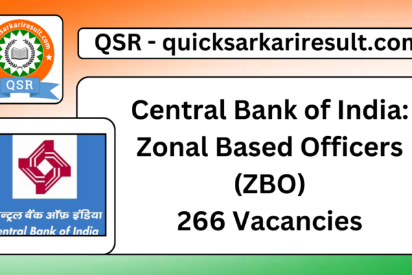 Central Bank of India: Zonal Based Officers (ZBO)