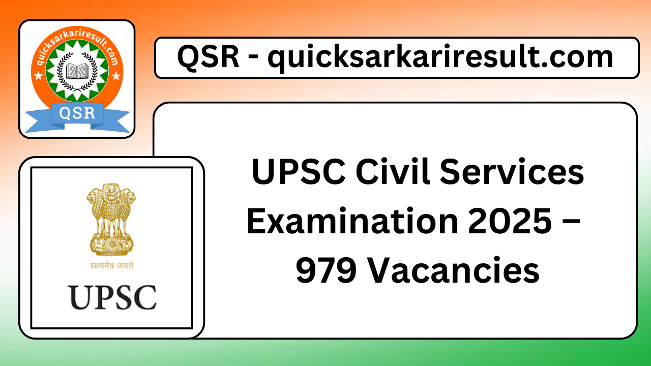 UPSC Civil Services Examination 2025 – 979 Vacancies