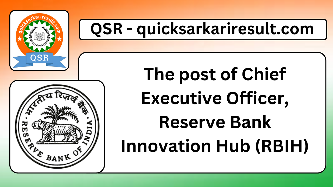 The post of Chief Executive Officer, Reserve Bank Innovation Hub (RBIH)