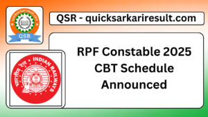 RPF Constable 2025 CBT Schedule Announced