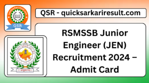 RSMSSB Junior Engineer (JEN) Recruitment 2024 – Admit Card