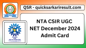 NTA CSIR UGC NET December 2024 Admit Card