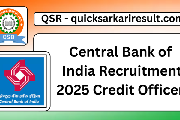 Central Bank of India Recruitment 2025 Credit Officer