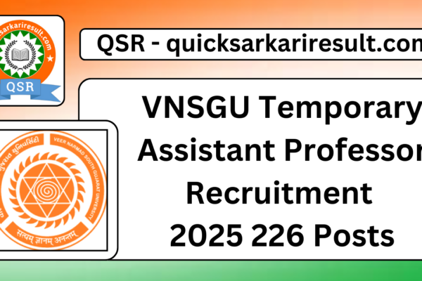 VNSGU Temporary Assistant Professor Recruitment 2025 226 Posts