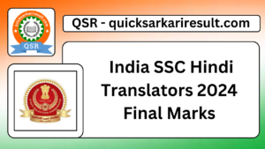 India SSC Hindi Translators 2024 
Final Marks 