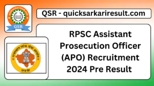 RPSC Assistant Prosecution Officer (APO) Recruitment 2024 Pre Result 