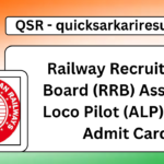 Railway Recruitment Board (RRB) Assistant Loco Pilot (ALP) 2024 Admit Card